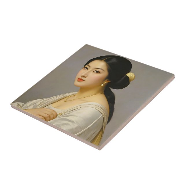 "Yuki Mori" Fine Art Womans Porträtt Kakelplatta (Sidan)