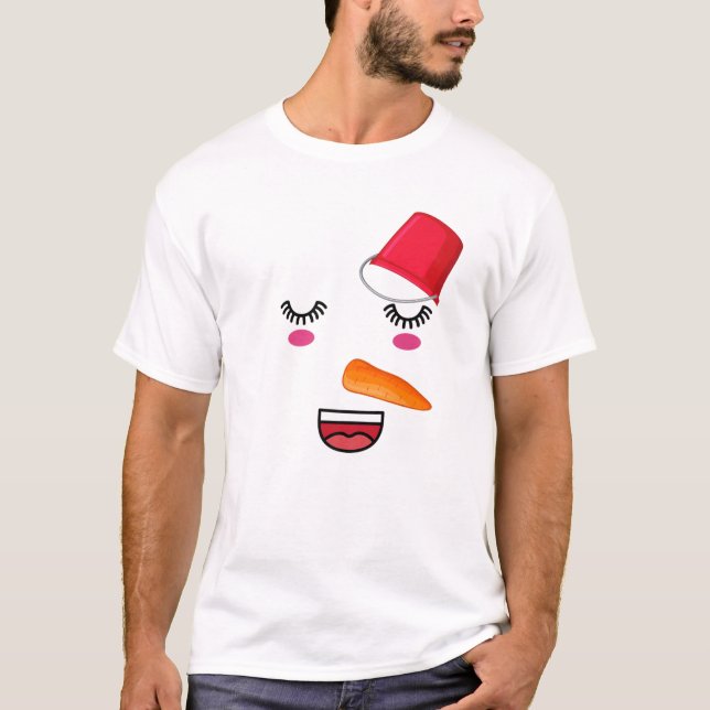 Yukidaruma Snögubbe Ansikte med morot I Kawaii Ani T Shirt (Framsida)