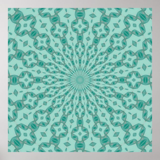 Yukka Grönt och Rosa Hint Kaleidoskop Poster (Framsidan)