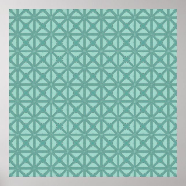 Yukka-Grönt och tips från Rosa Lattice Tile Mönste Poster (Framsidan)