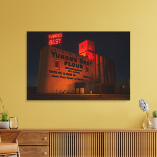 Yukon' Best Flour Neon Night Konstnärlig vy Canvastryck