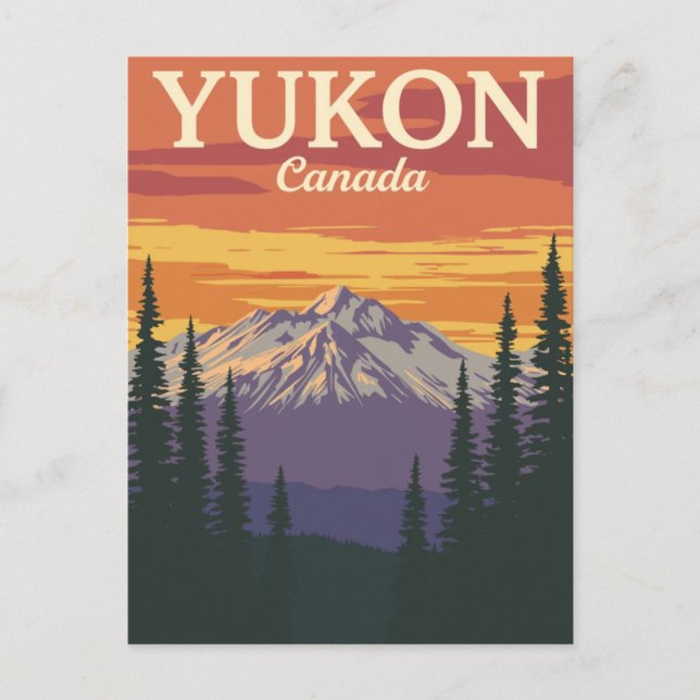 Yukon Kanada Berg Solnedgång Vykort (Framsida)