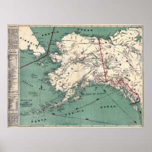 YUKON KLONDIKE GULD RUSH KARTA 1897 POSTER