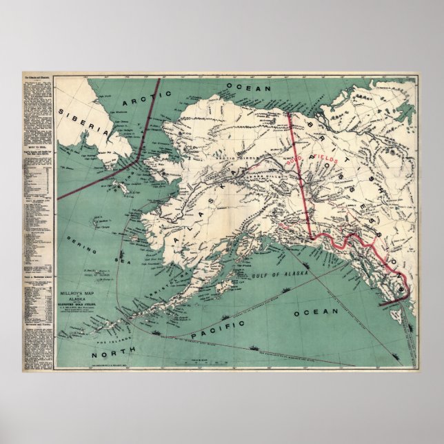 YUKON KLONDIKE GULD RUSH KARTA 1897 POSTER (Framsidan)