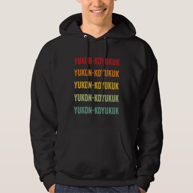 Yukon Koyukuk County Alaska Regnbåge Text Design Hoodie (Framsida)