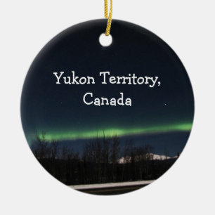 Yukon norrsken; Yukon territoriumsouvenir Julgransprydnad Keramik