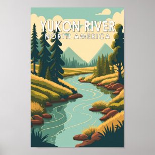 Yukon River North America Travel Art Vintage Poster