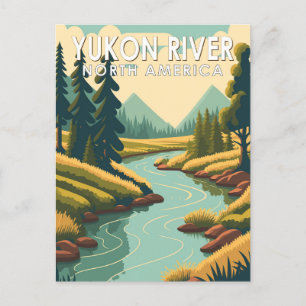 Yukon River North America Travel Art Vintage Vykort