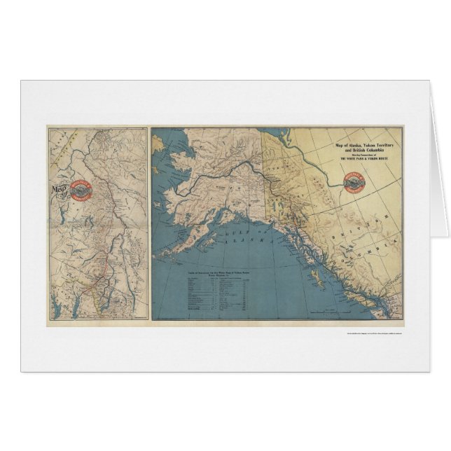 Yukon Territory Alaska Karta 1904 Hälsningskort (Framsidan Horizontal)