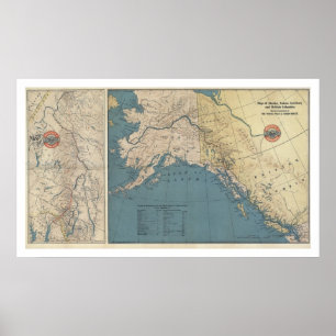 Yukon Territory Alaska Karta 1904 Poster