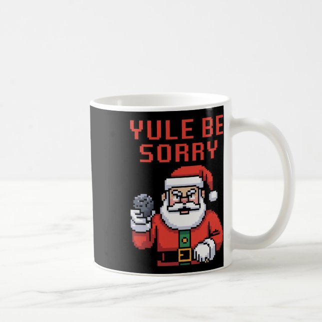 Yule Be Sorry Angry Santa Ugly Christmas  Kaffemugg (Höger)