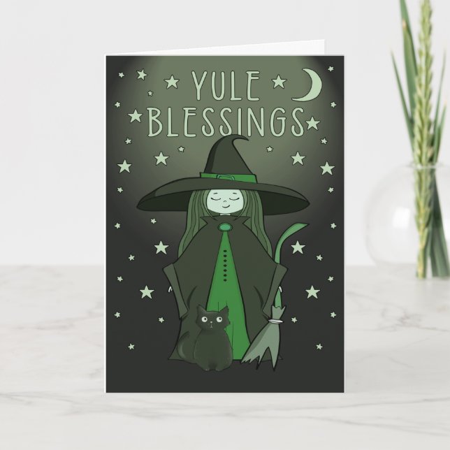 Yule Blessings Cheeky Witch Helgkort (Framsida)