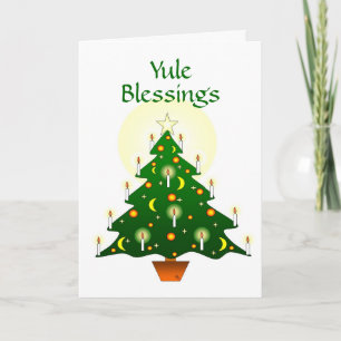 Yule Blessings med Yule Träd Pagan Wiccan Card Helgkort