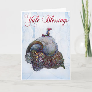 Yule Blessings - Vintage Julbocken Helgkort