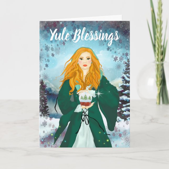 Yule Blessings Winter Solstice Snö Magick Witch Kort (Framsida)