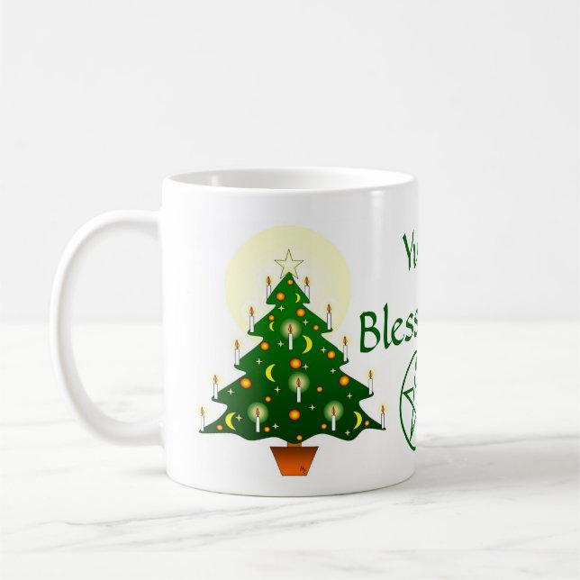 Yule Blessings Yule Träd Pagan Wiccan Kopp/Mugg Kaffemugg (Vänster)