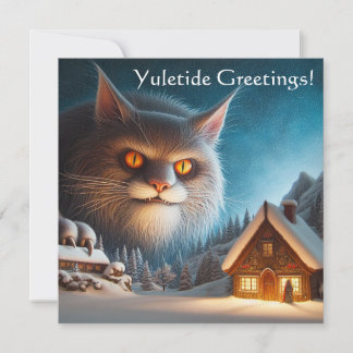 Yule Cat Flat-julkort Julkort