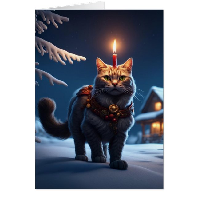 Yule Cat Julhälsningar-kort OBS Kort (Framsidan)