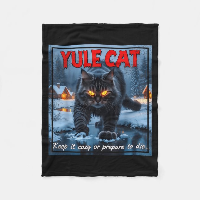 Yule Cat Keep It Cozy Funny Winter Quote  Fleecefilt (Framsidan)