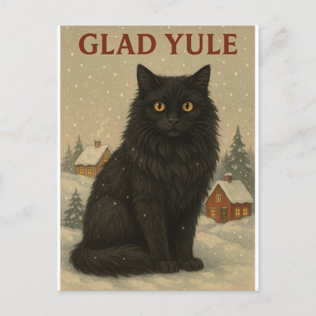 Yule cat yule card  helg vykort (Framsida)