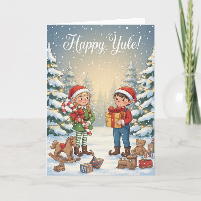 Yule Elves Helgkort (Framsida)