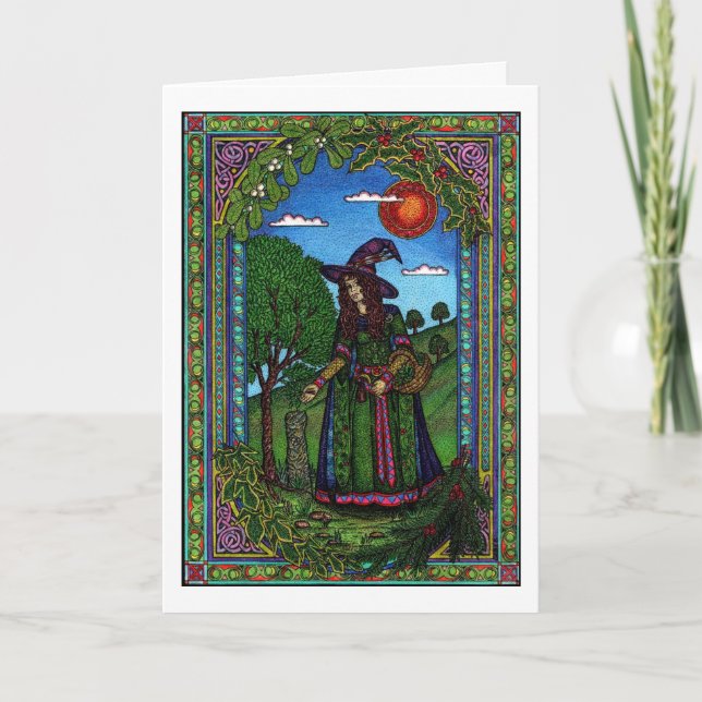 Yule evergreen två helgkort (Framsida)