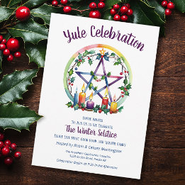 Yule Festive Pentacle Star Winter Solstice Wicca Inbjudningar