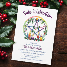 Yule Festive Pentacle Star Winter Solstice Wicca Inbjudningar