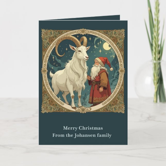 Yule Goat And Jultomten Scandinavian Mythology Kort (Framsida)