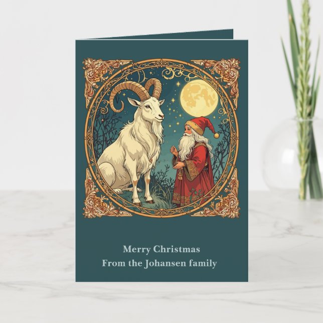 Yule Goat And Jultomten Scandinavian Winter  Kort (Framsida)