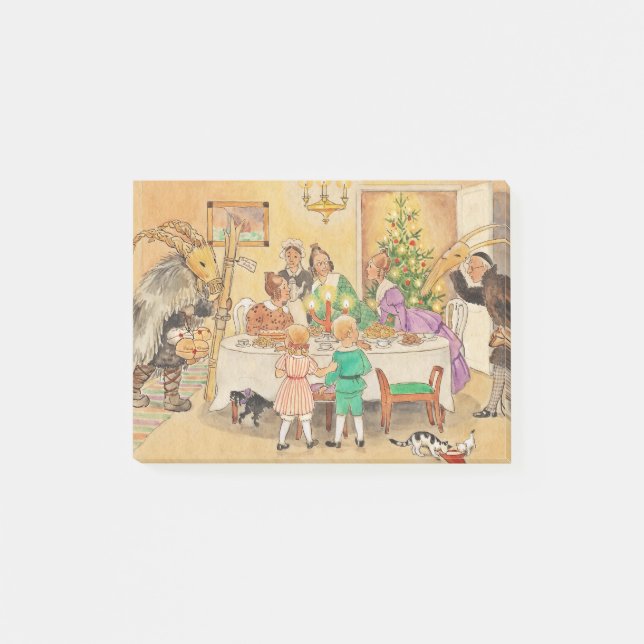 Yule Goat på Middagen Bord Post-it Block (Framsida)