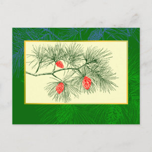 Yule Gräs Gren Vintage Art-vykort Vykort