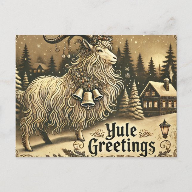Yule Hälsning - Festive Goat Helgdag Art Helg Vykort (Framsida)