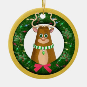 Yule Hjort Round Personlig Ornament