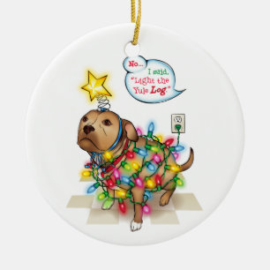 Yule hundprydnad julgransprydnad keramik