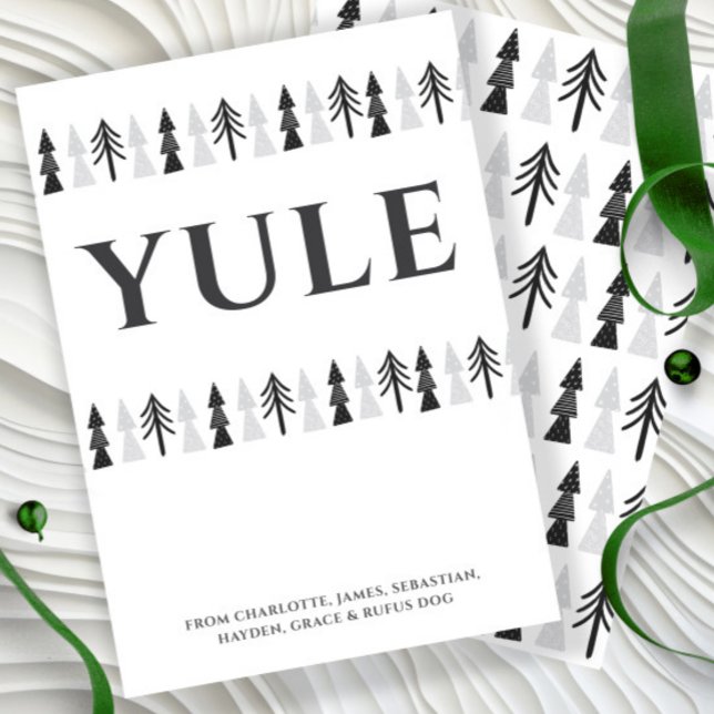 Yule Julgran Personlig Julkort (Yule Christmas Tree Personalized Holiday Card by Ricaso. Scandinavian minimalist Nordic Style cards)