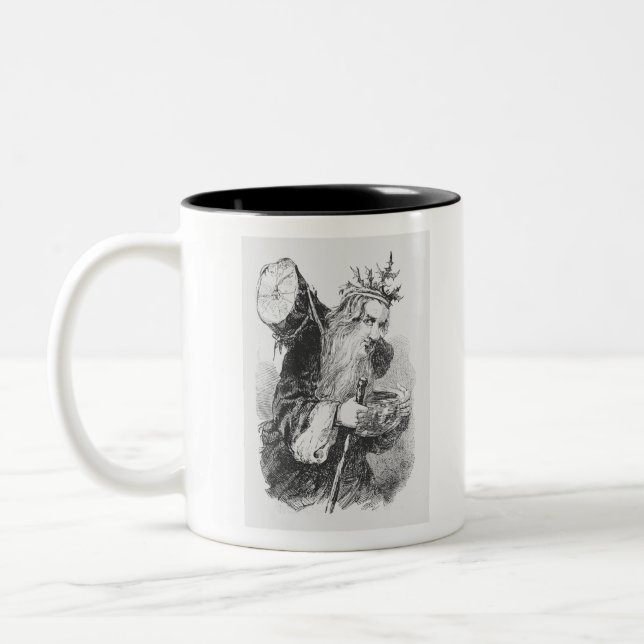 Yule Log och Pappa jul Två-Tonad Mugg (Vänster)