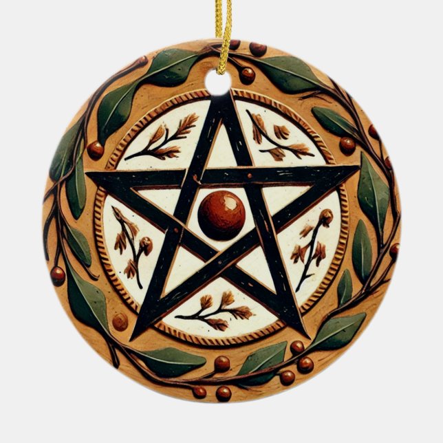 Yule Pentacle Julgransprydnad Keramik (Framsidan)