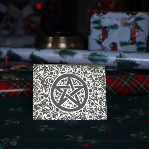 Yule Pentacle Merry Yule Blessings Folierat Kort