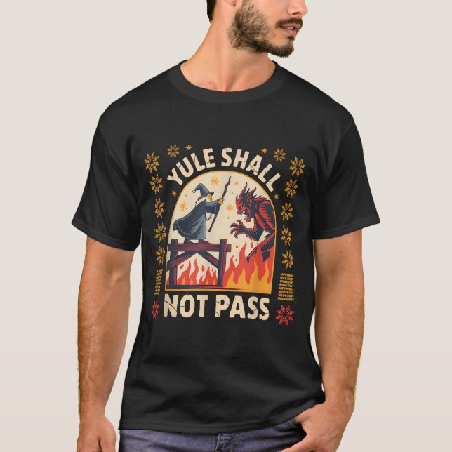 Yule Shall Not P Fantasy Krampus Holiday Pun Funny T Shirt (Framsida)