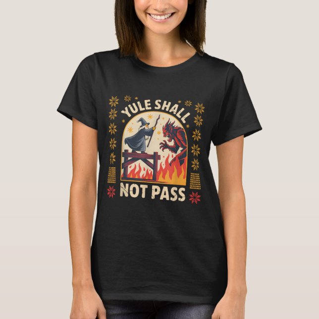 Yule Shall Not P Fantasy Krampus Holiday Pun Funny T Shirt (Framsida)