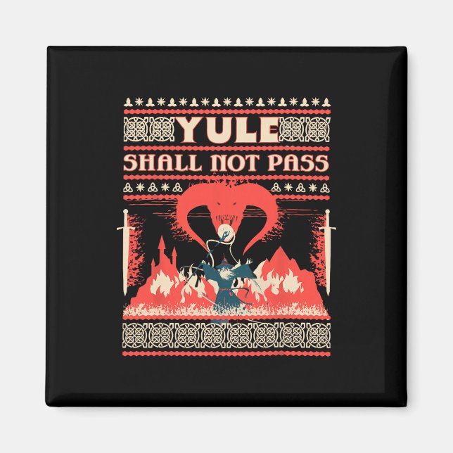 Yule Shall Not P Fantasy Wizard Holiday Pun Funny  Magnet (Framsidan)