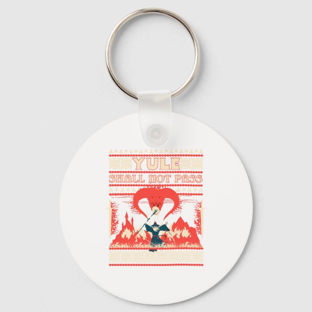 Yule Shall Not P Fantasy Wizard Holiday Pun Funny  Nyckelring (Framsida)