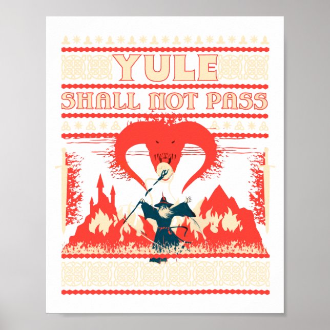 Yule Shall Not P Fantasy Wizard Holiday Pun Funny  Poster (Framsidan)