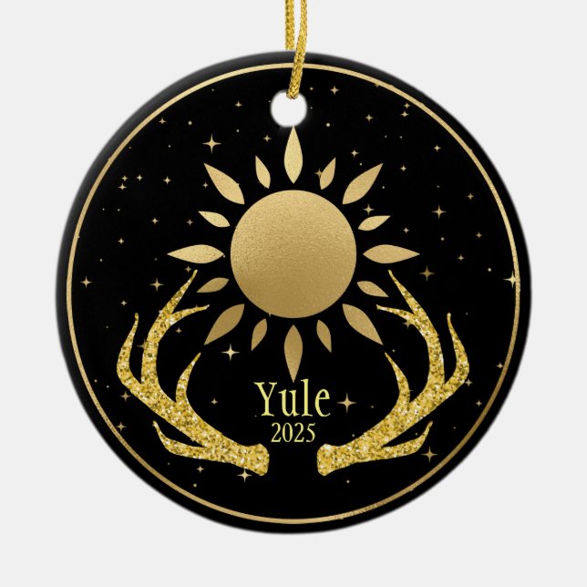 Yule Sol med Antlers Julgransprydnad Keramik (Framsidan)