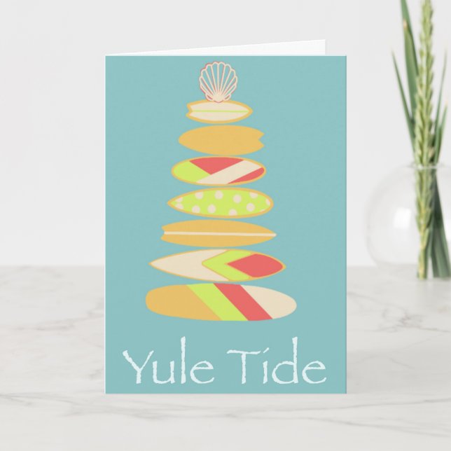 "Yule Tide" Surfa Board Träd Helgkort (Framsida)