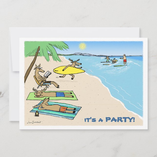 "Yule Tide" - Vacering av Santa and Reindeer Beach Inbjudningar (Framsida)