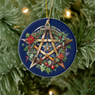 Yule Träd Winter Solstice Holly Wicca Pentacle Julgransprydnad Keramik