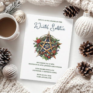 Yule Vintersolstånd Julros Pentagram Pagan Wicca Inbjudningar