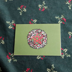 Yule Wandele Pentacle Pagan Pentagram Helgdag Kort